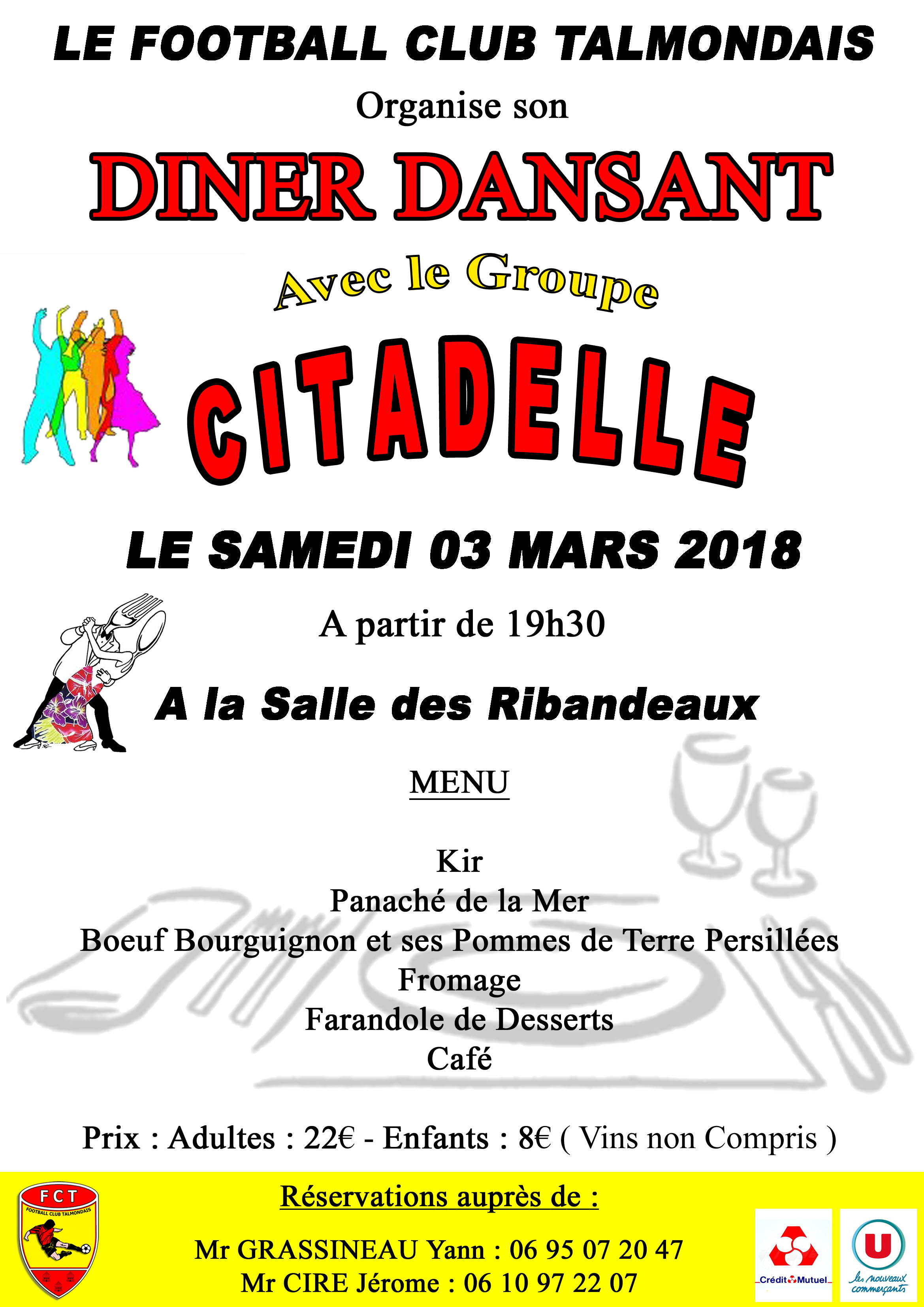 Diner dansant ce samedi 3 mars avec le groupe Cidadelle