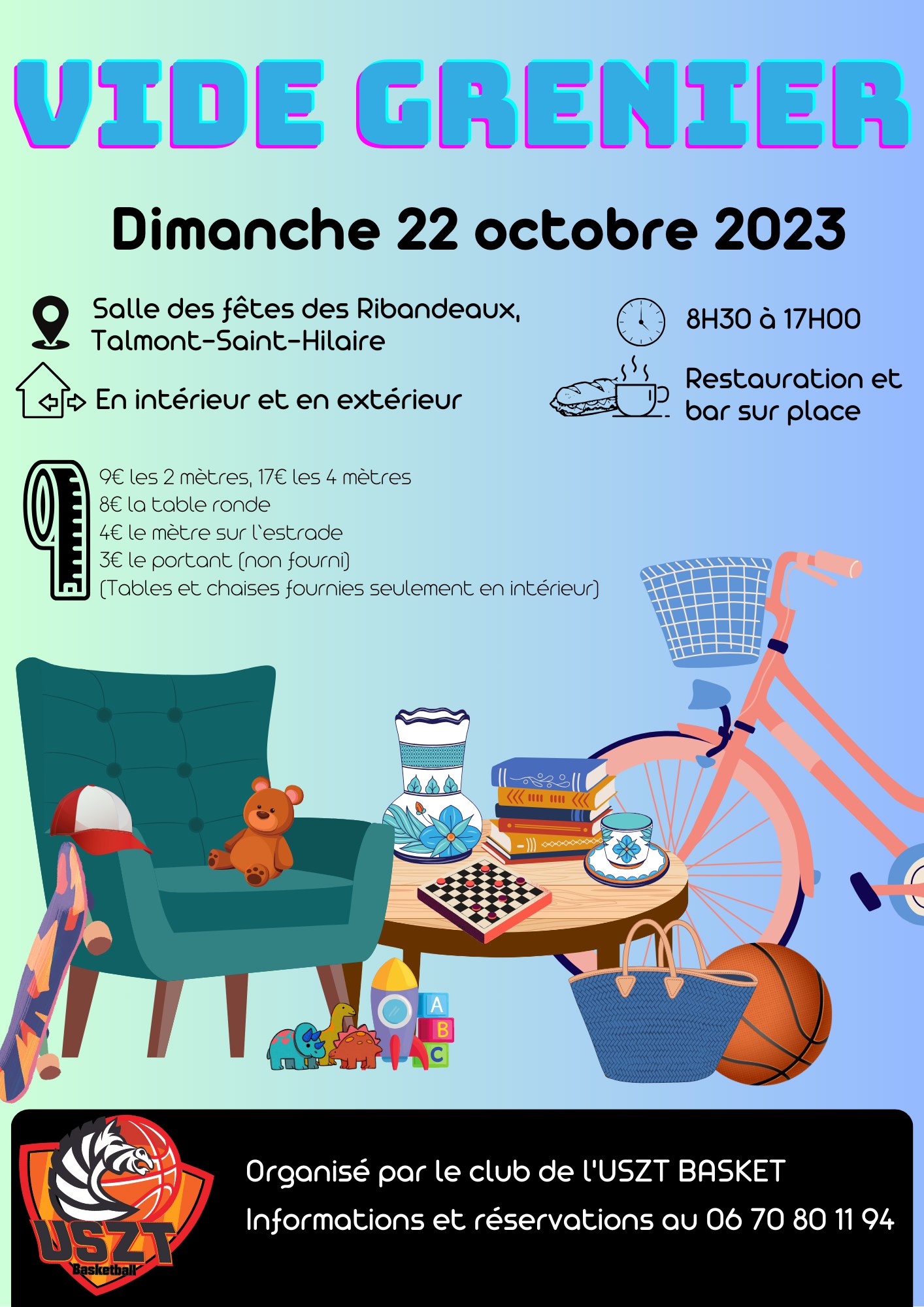 L'USZT Basket  organise ce dimanche un Vide Grenier aux Ribandeaux L'USZT Basket  organise ce dimanche un Vide Grenier aux Ribandeaux