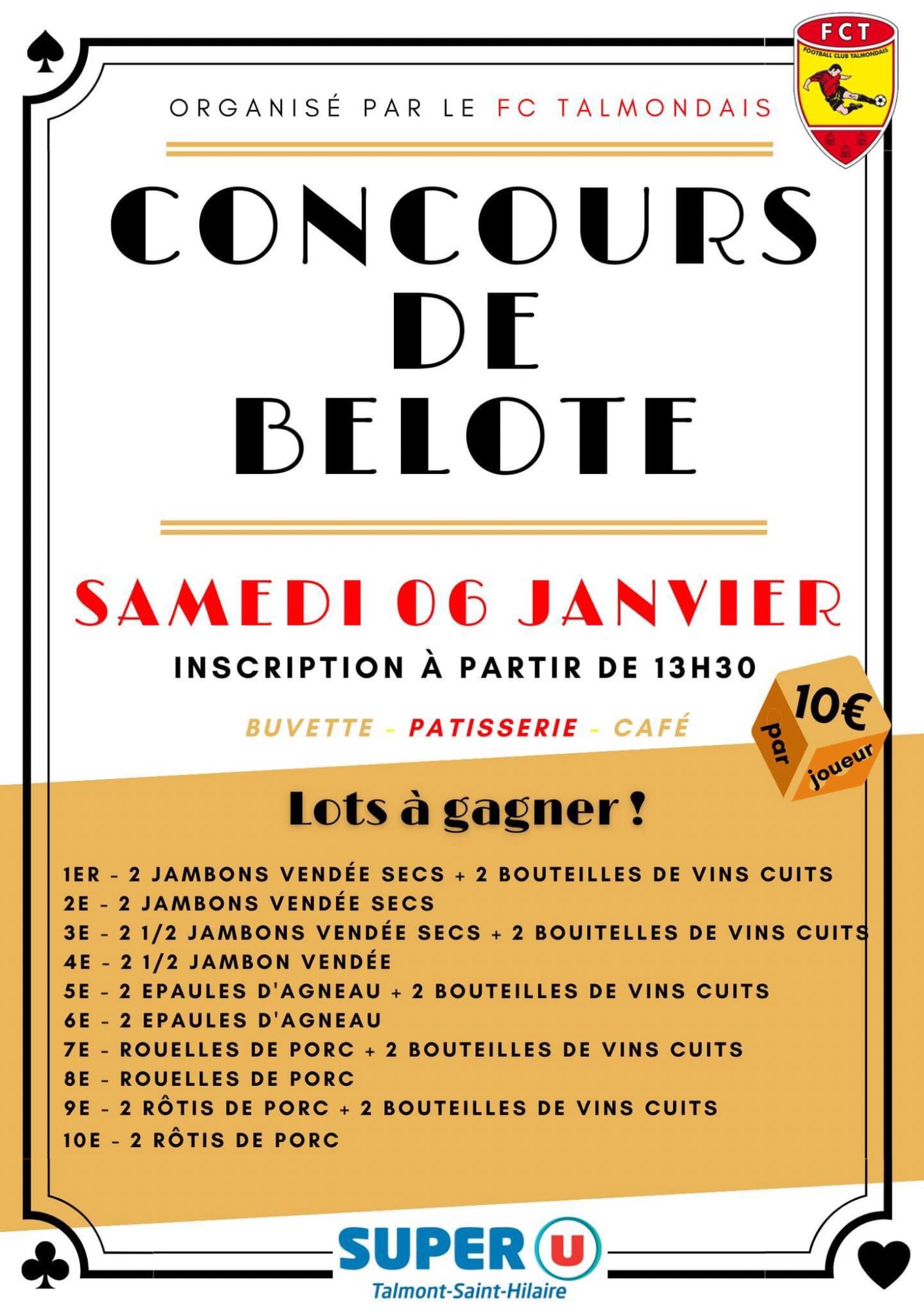 FCT : le traditionnel Concours de Belote se rapproche FCT : le traditionnel Concours de Belote se rapproche